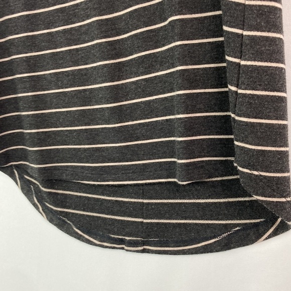 Pink Clover gray & tan striped T-shirt faux buttons med - Picture 2 of 7